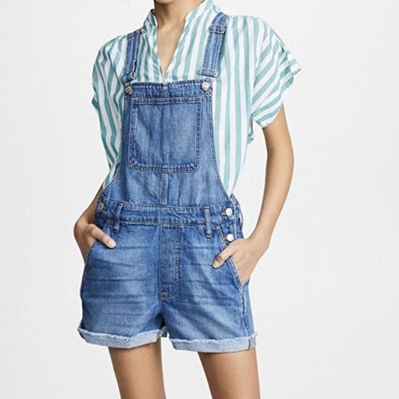 Madewell Adirondack Denim Jean Short Overalls Shortalls - XL